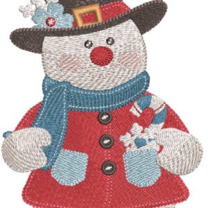 Vintage snowman in top hat embroidery design