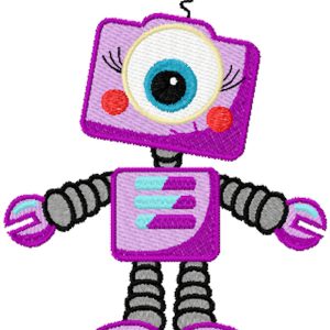 Violet robot embroidery design