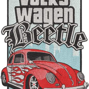 Volkswagen beetle car embroidery design