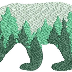 Walking forest bear embroidery design