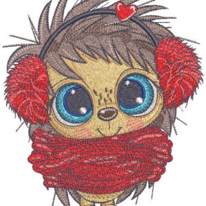 Warmly dressed hedgehog embroidery design