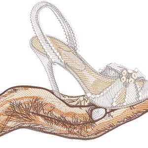 Wedding shoe on a man's palm embroidery design