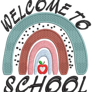 Welcome to school boho style embroidery design