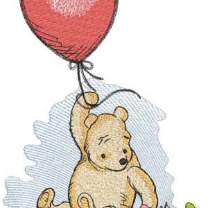 Winnie the Pooh and Piglet in a Balloon embroidery design