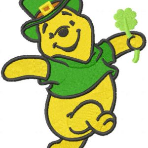 Winnie Pooh st patrick dance embroidery design