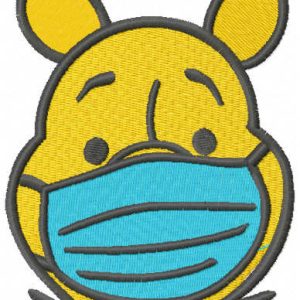 Winnie in mask embroidery design