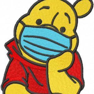 Winnie pooh in mask embroidery design