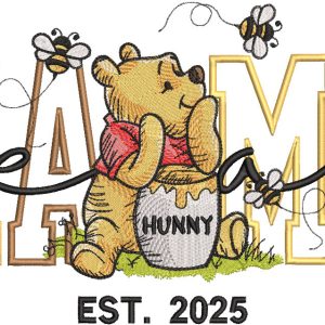 Winnie Pooh mama bear embroidery design