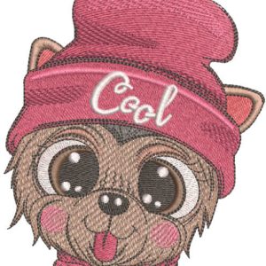 Winter cool dog embroidery design