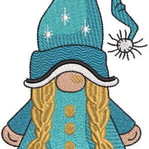 Winter dwarf girl embroidery design