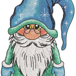 Winter gnome with glasses embroidery design
