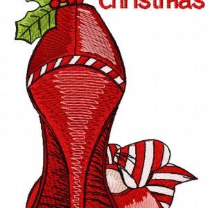 Wish shoe merry christmas embroidery design