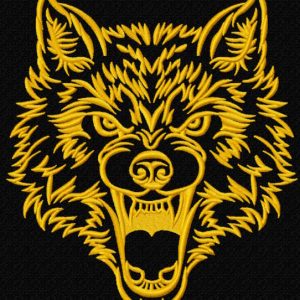 Wolf angry muzzle embroidery design