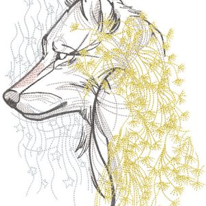 Wolf dandelion embroidery design