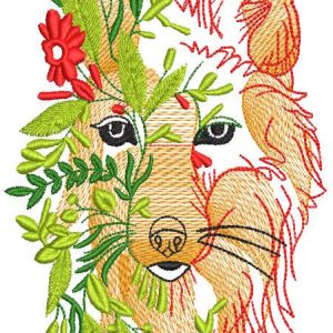 Wolf hidden in autumn foliage embroidery design