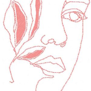 Woman with branch embroidery design