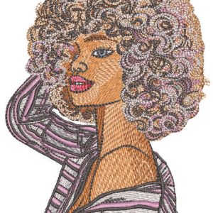 Woman after shower embroidery design