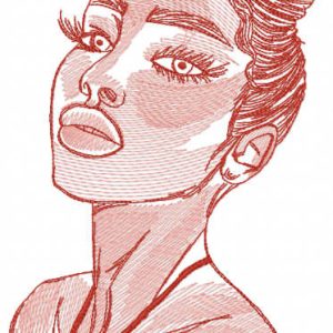 Woman beauty sketch embroidery design