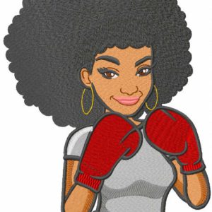 Woman boxer embroidery design