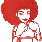 Woman boxer one colored embroidery design