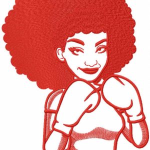 Woman boxer one colored embroidery design