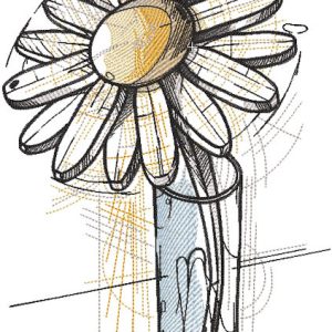 Wooden chamomile in a glass embroidery design