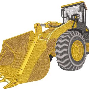 Yellow front loader embroidery design
