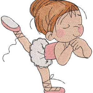 Young ballerina first fouette embroidery design