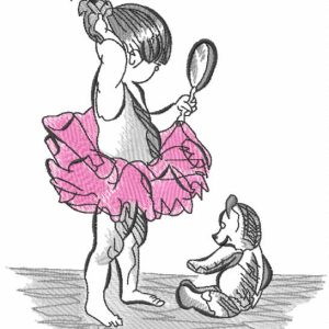 Young ballerina looks in the mirror embroidery design