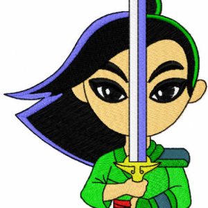 Young raya with sword embroidery design