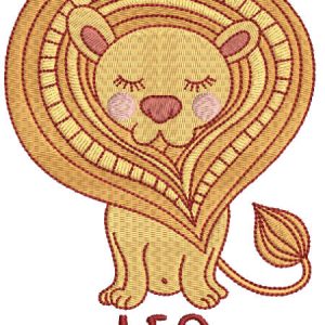 Zodiac sign leo art embroidery design