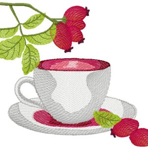 A cup of tea embroidery design