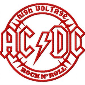 AC/DC alternative round logo embroidery design