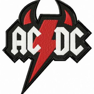 AC/DC devil logo embroidery design