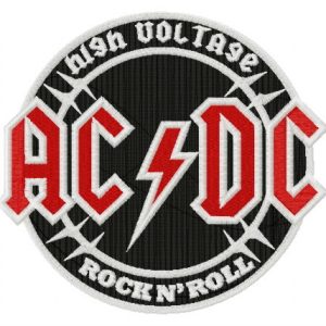 AC/DC round logo embroidery design