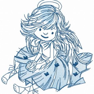 Adorable angel with rose 3 embroidery design