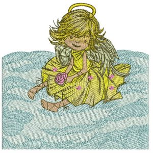 Adorable angel with rose embroidery design