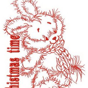 Adorable bunny Christmas time embroidery design