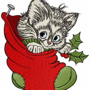 Adorable kitten embroidery design