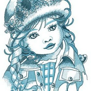 Adorable little girl embroidery design