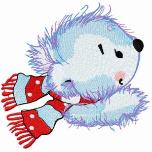 Adorable polar bear embroidery design