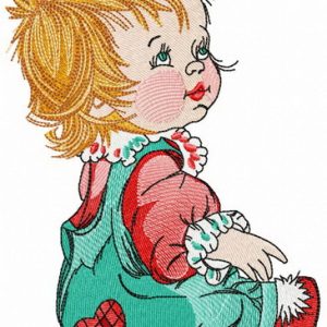 Adorable small girl embroidery design