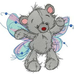 Adorable teddy fairy embroidery design
