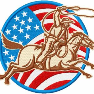American cowboy badge embroidery design