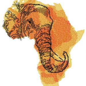 African elephant map embroidery design