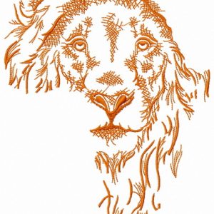 African lion sketch embroidery design