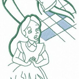 Alice catching bottle embroidery design