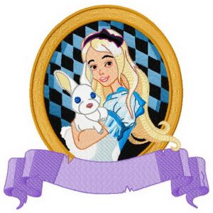 Alice with bunny embroidery design