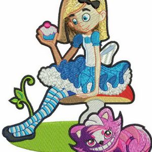 Alice with cupcake embroidery design