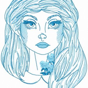 Alice with floral tattoo sketch embroidery design
